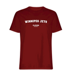 Winnipeg Jets t-shirt – red men's t-shirt with white Winnipeg Jets letters and Players Couture logo on the chest