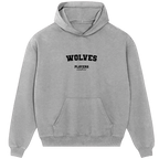Wolves hoodie – grey men's hoodie with black Wolves letters and Players Couture logo on the chest