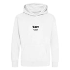 Xavi hoodie – white kids' hoodie with black Xavi letters and Players Couture logo on the chest