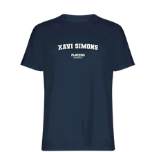 Xavi Simons t-shirt – navy men's t-shirt with white Xavi Simons letters and Players Couture logo on the chest