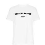 Yankuba Minteh t-shirt – white men's t-shirt with black Yankuba Minteh letters and Players Couture logo on the chest