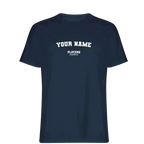 Your Name t-shirt – navy men's t-shirt with white Your Name letters and Players Couture logo on the chest