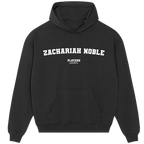Zachariah Noble hoodie – black men's hoodie with white Zachariah Noble letters and Players Couture logo on the chest