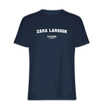 Zara Larsson t-shirt – navy men's t-shirt with white Zara Larsson letters and Players Couture logo on the chest