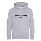 Zinedine Zidane hoodie – grey kids' hoodie with black Zinedine Zidane letters and Players Couture logo on the chest
