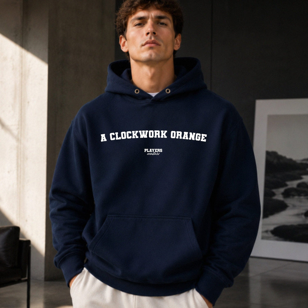 a-clockwork-orange name-print hoodie - navy
