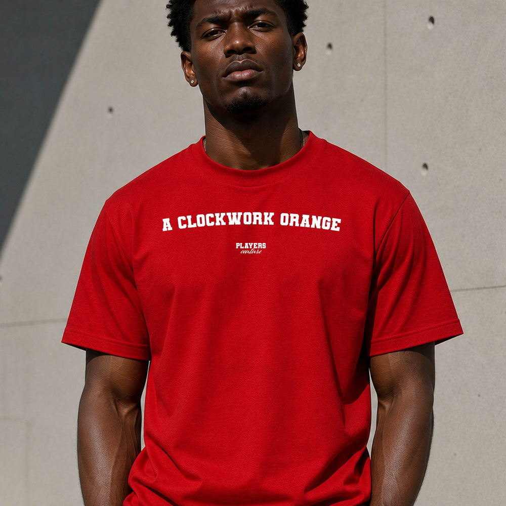 A Clockwork Orange red T-shirt lifestyle photograph 2
