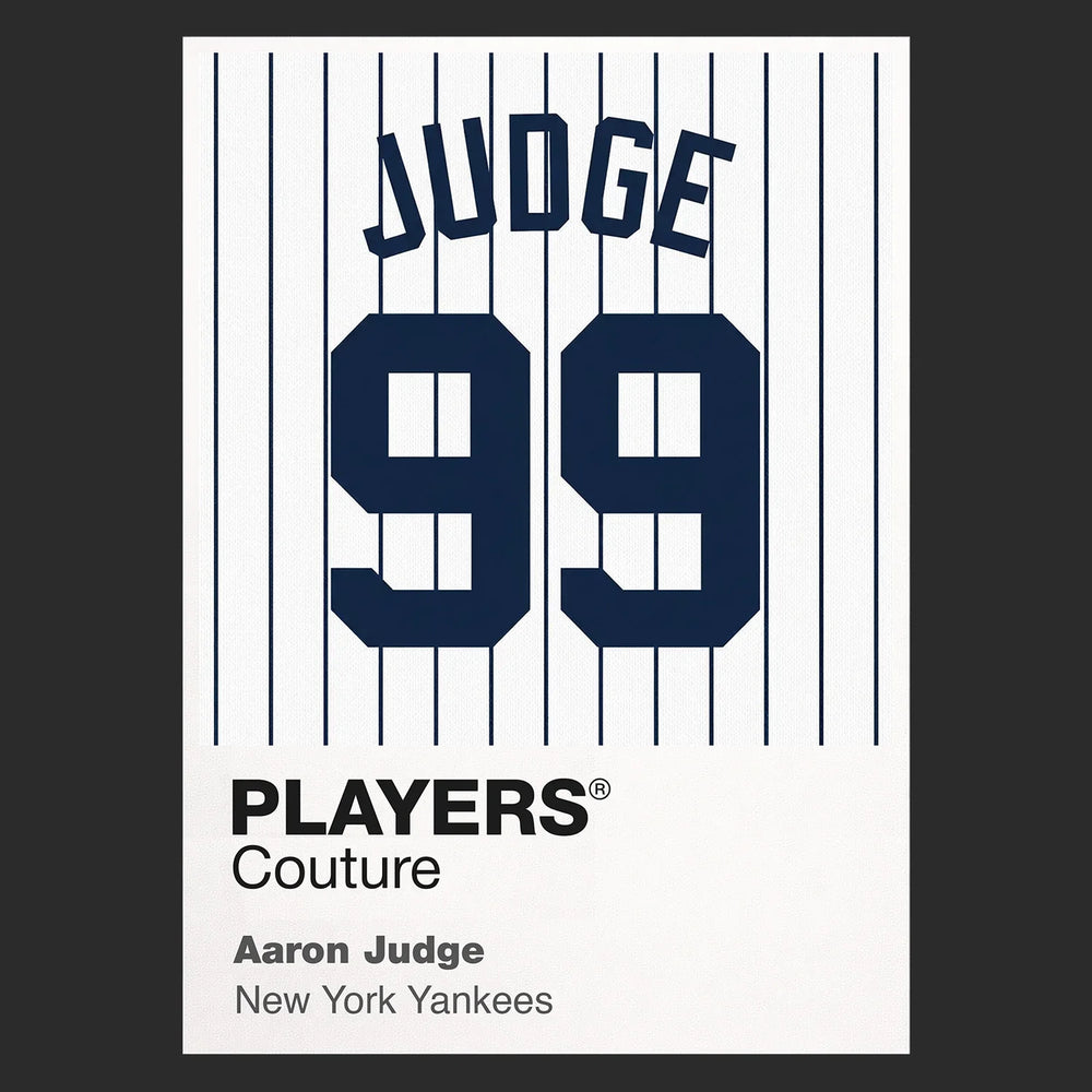 Aaron Judge 99 Jersey Frame Men's T-Shirt – black close-up detail shot of the Aaron Judge 99 Players Couture logo design