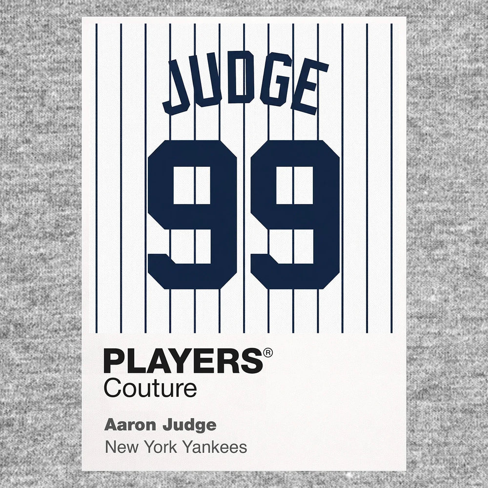Aaron Judge 99 Jersey Frame Men's T-Shirt – grey close-up detail shot of the Aaron Judge 99 Players Couture logo design
