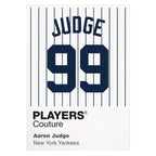 Aaron Judge 99 Jersey Frame Men's T-Shirt – white close-up detail shot of the Aaron Judge Players Couture logo design