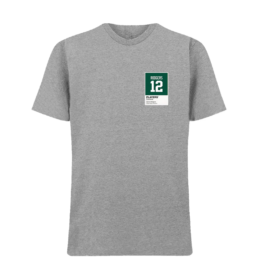Aaron Rodgers 12 t-shirt – grey men's t-shirt featuring the Aaron Rodgers 12 Players Couture logo