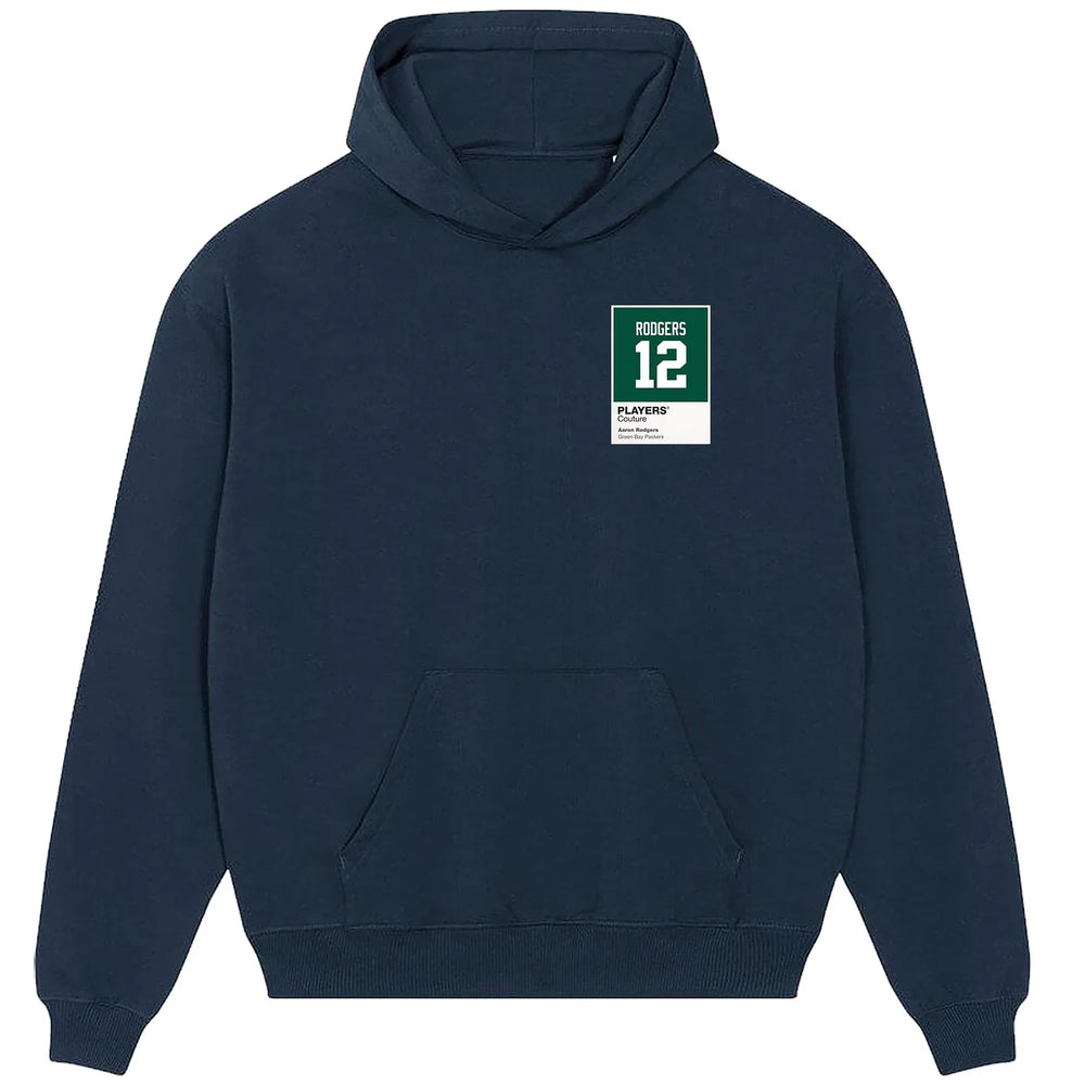 Aaron Rodgers 12 hoodie – navy men's hoodie featuring the Aaron Rodgers 12 Players Couture logo