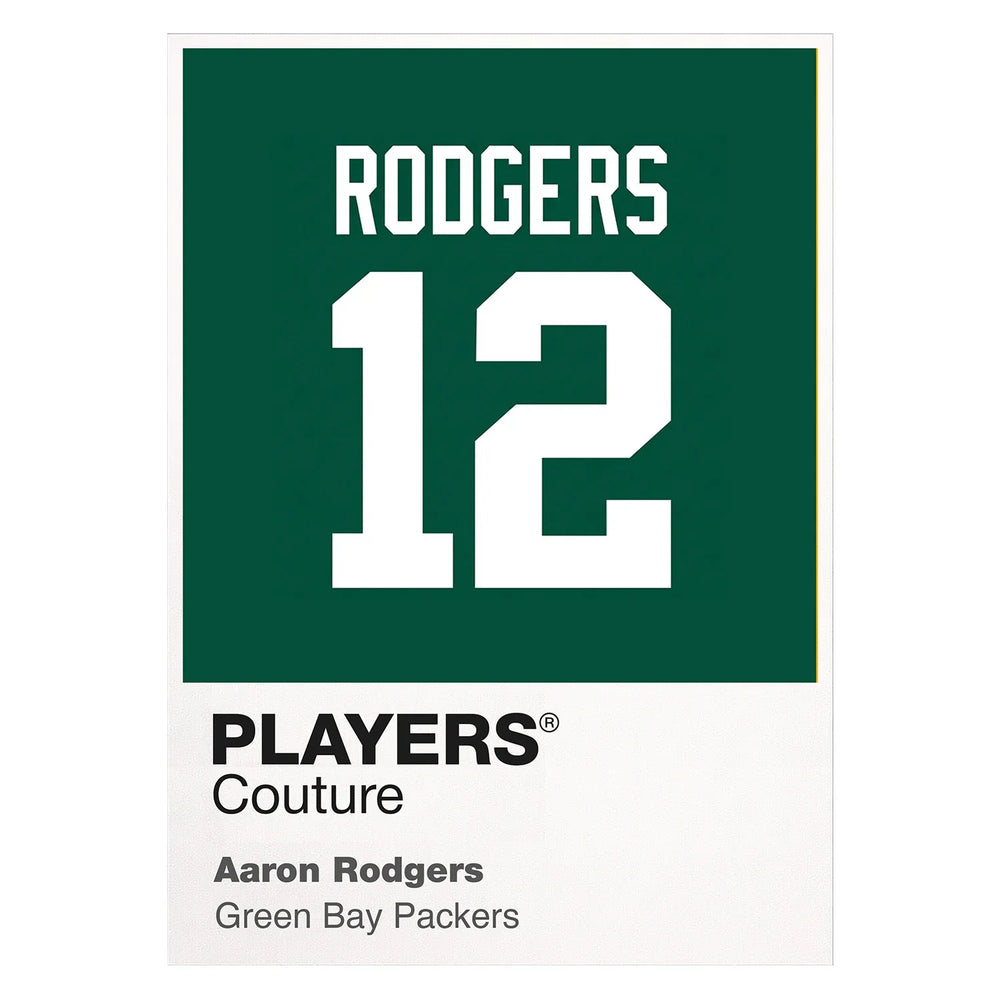 Aaron Rodgers 12 Jersey Frame Men's T-Shirt – white close-up detail shot of the Aaron Rodgers Players Couture logo design