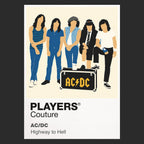 AC/DC Angus Young's school-uniform guitar stance and AC/DC's direct hard-rock energy Icon Frame artwork in black
