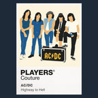 AC/DC Angus Young's school-uniform guitar stance and AC/DC's direct hard-rock energy Icon Frame artwork in navy