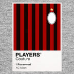 AC Milan Classic Football Shirt Team Colours Frame Men's T-Shirt – grey close-up detail shot of the AC Milan Players Couture