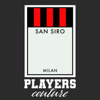 AC Milan Monopoly Card t-shirt – black men's t-shirt with white AC Milan Monopoly Card letters and Players Couture logo on