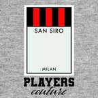 AC Milan Monopoly Card t-shirt – grey men's t-shirt with black AC Milan Monopoly Card letters and Players Couture logo on