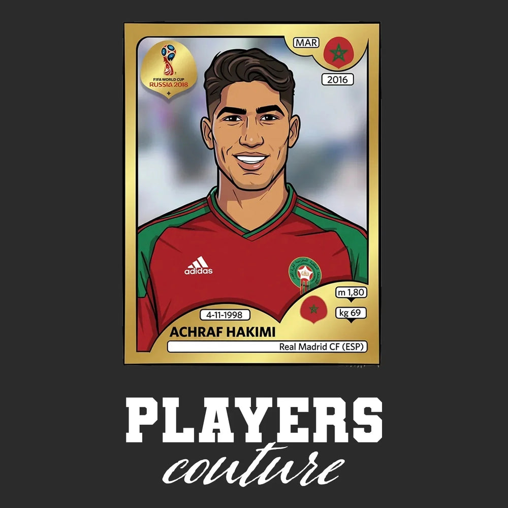 Achraf Hakimi World Cup Sticker Kids T-Shirt – achraf hakimi black Players Couture design