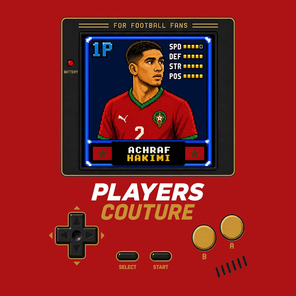 Achraf Hakimi 1P 8-Bit t-shirt retro gaming design by Players Couture
