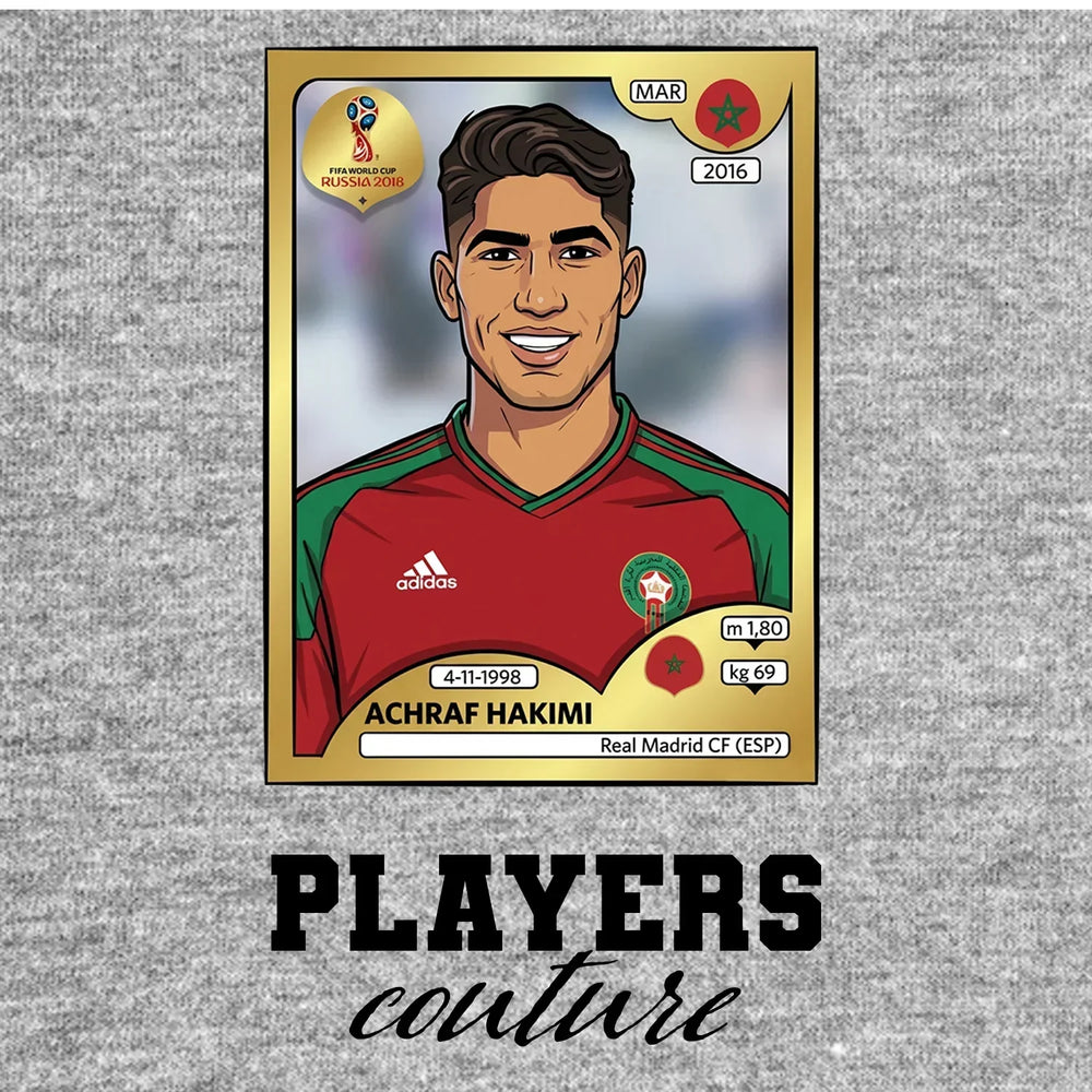 Achraf Hakimi World Cup Sticker Kids Hoodie – achraf hakimi grey Players Couture design