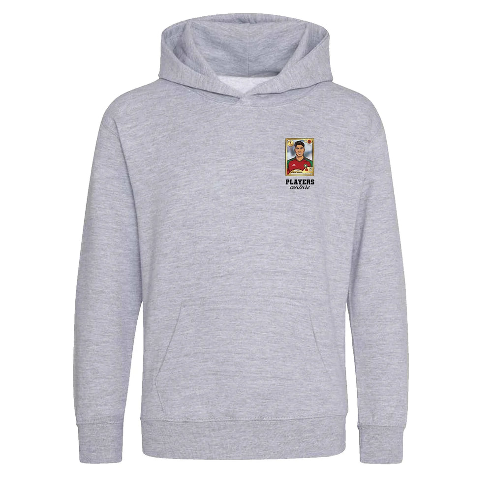 Achraf Hakimi World Cup Sticker Kids Hoodie – achraf hakimi sticker kids grey hoodie Players Couture design