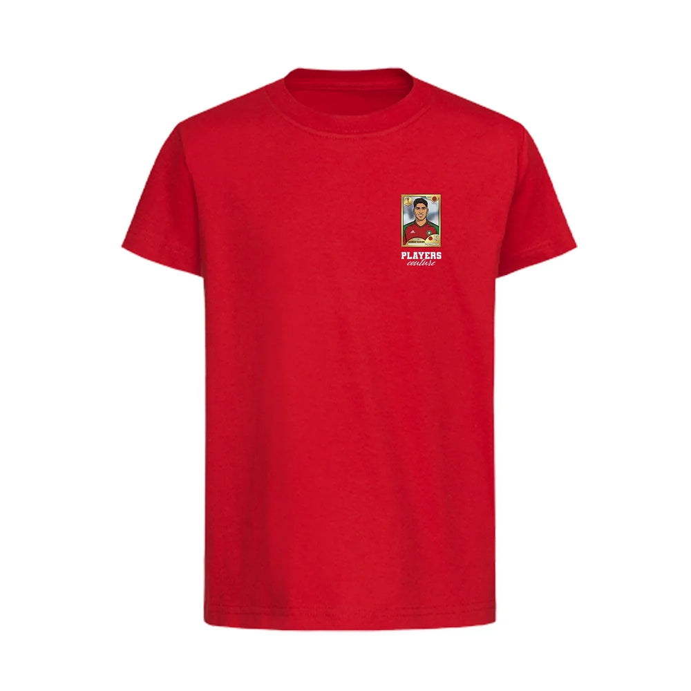 Achraf Hakimi World Cup Sticker Kids T-Shirt – achraf hakimi sticker kids red tshirt Players Couture design