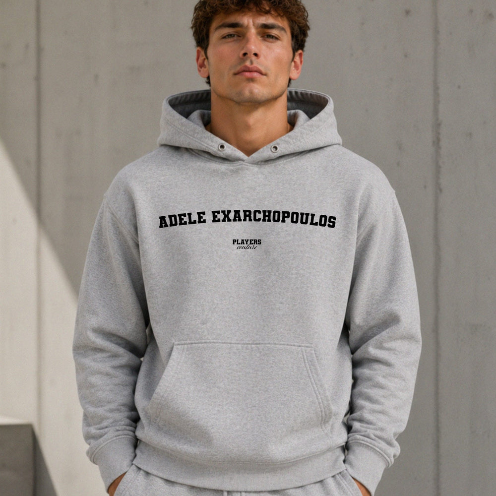 adele-exarchopoulos name-print hoodie - grey