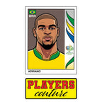 Adriano World Cup Sticker Men's T-Shirt – close-up detail shot of the Adriano World Cup Players Couture logo design