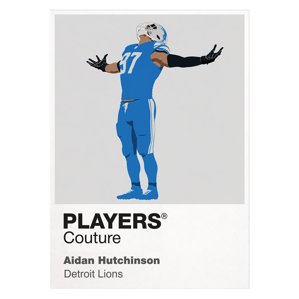 Aidan Hutchinson Detroit Lions white Icon Frame artwork detail