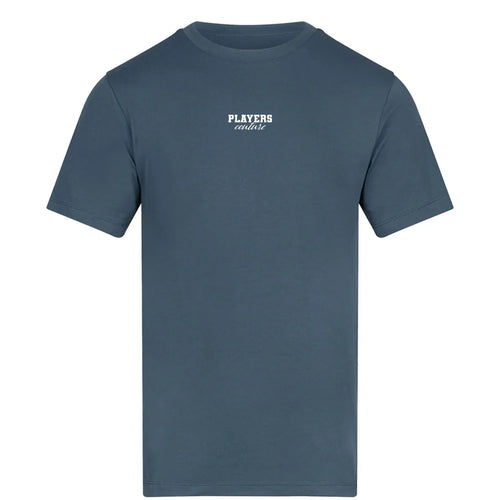 Essentials Collection t-shirt – blue men's t-shirt with white Essentials Collection letters and Players Couture logo on the
