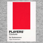 Ajax Classic Football Shirt Colours Frame Men's T-Shirt – grey close-up detail shot of the Ajax Players Couture logo design