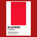Ajax Classic Football Shirt Colours Frame Men's T-Shirt – red close-up detail shot of the Ajax Players Couture logo design