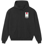 Ajax Monopoly Card hoodie – red men's hoodie with white Ajax Monopoly Card letters and Players Couture logo on the chest