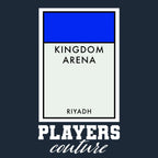Al-Hilal Monopoly Card t-shirt – navy men's t-shirt with white Al-Hilal Monopoly Card letters and Players Couture logo on