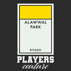 Al-Nassr Monopoly Card t-shirt – black men's t-shirt with white Al-Nassr Monopoly Card letters and Players Couture logo on