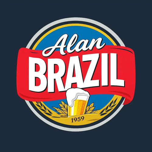 Alan Brazil Logo Men's Hoodie – navy close-up detail shot of the Alan Brazil Players Couture logo design