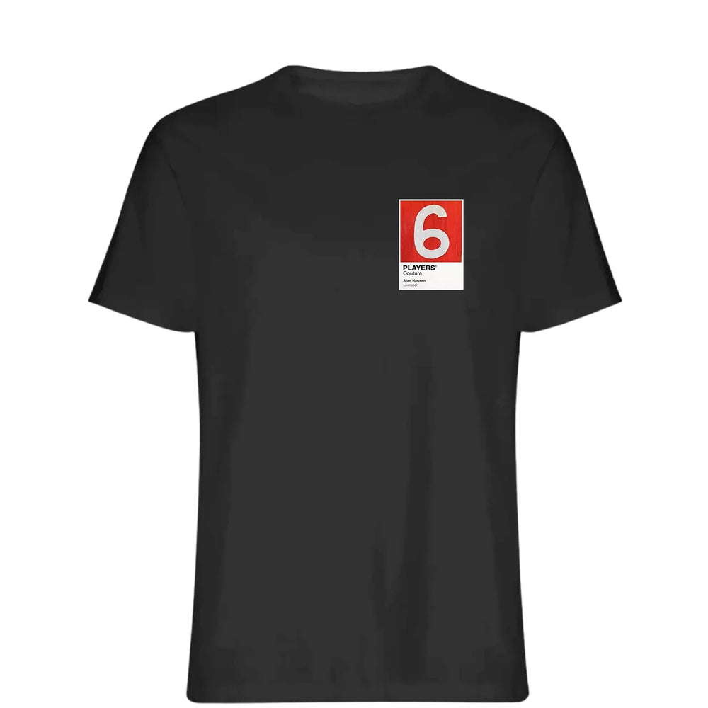 Alan Hansen 6 Football t-shirt – black men's t-shirt featuring the Alan Hansen 6 Football Players Couture logo
