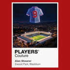 Alan Shearer Blackburn Rovers number 9 Icons in Lights Frame artwork in red