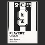 Alan Shearer 9 Football Shirt Frame Men's Hoodie – black close-up detail shot of the Alan Shearer Players Couture logo design