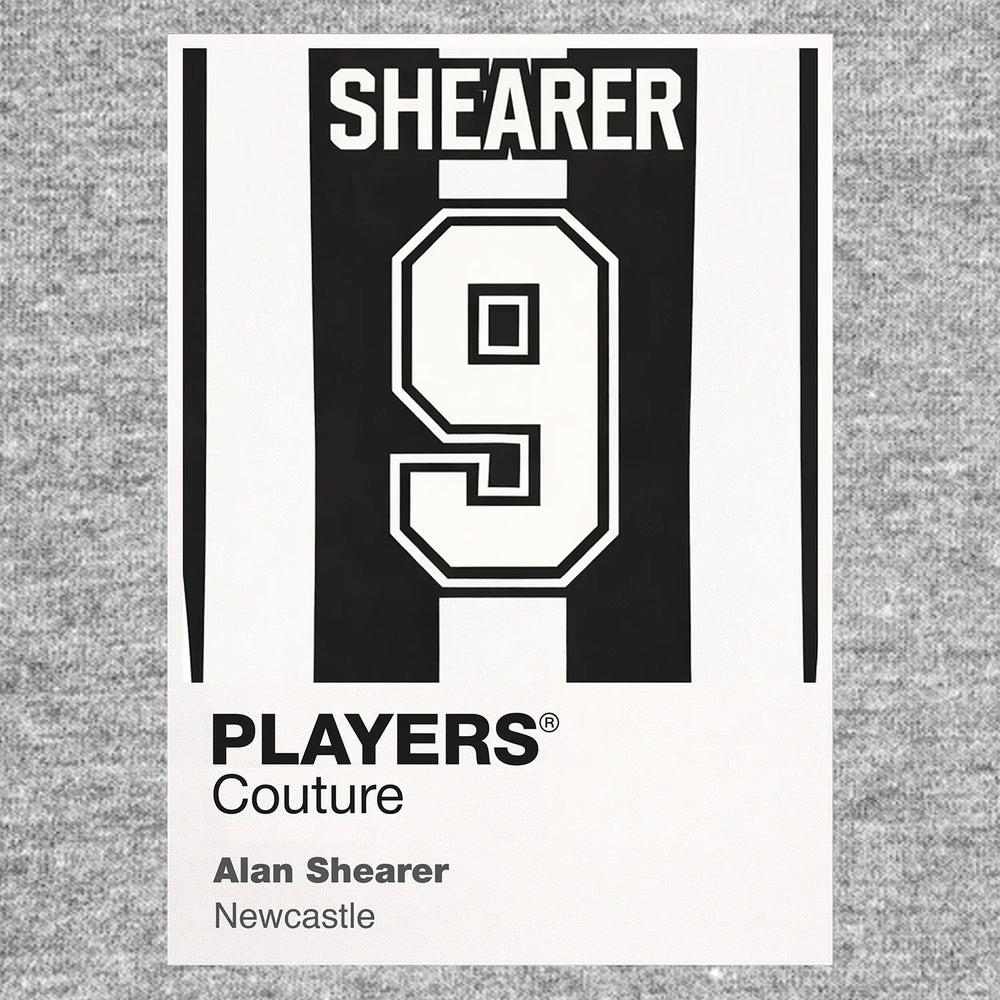 Alan Shearer 9 Football Shirt Frame Men's Hoodie – grey close-up detail shot of the Alan Shearer 9 Football Players Couture