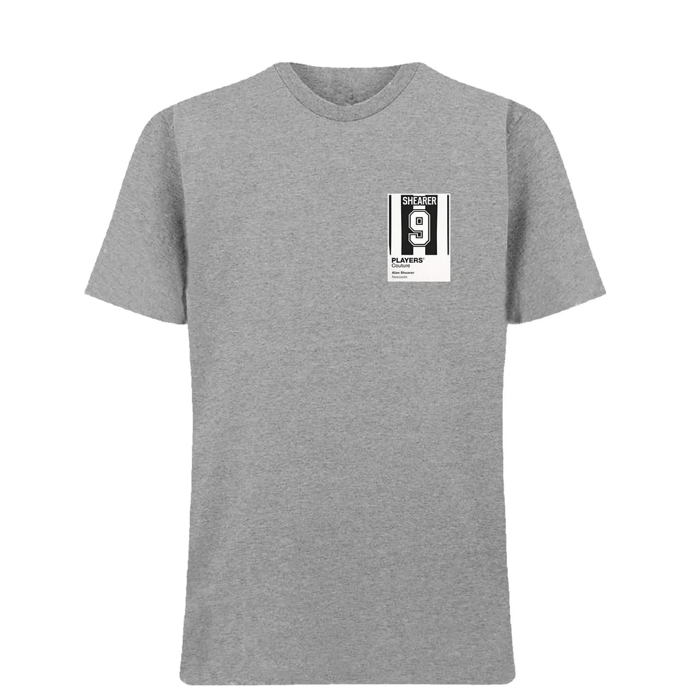 Alan Shearer 9 Football t-shirt – grey men's t-shirt featuring the Alan Shearer 9 Football Players Couture logo