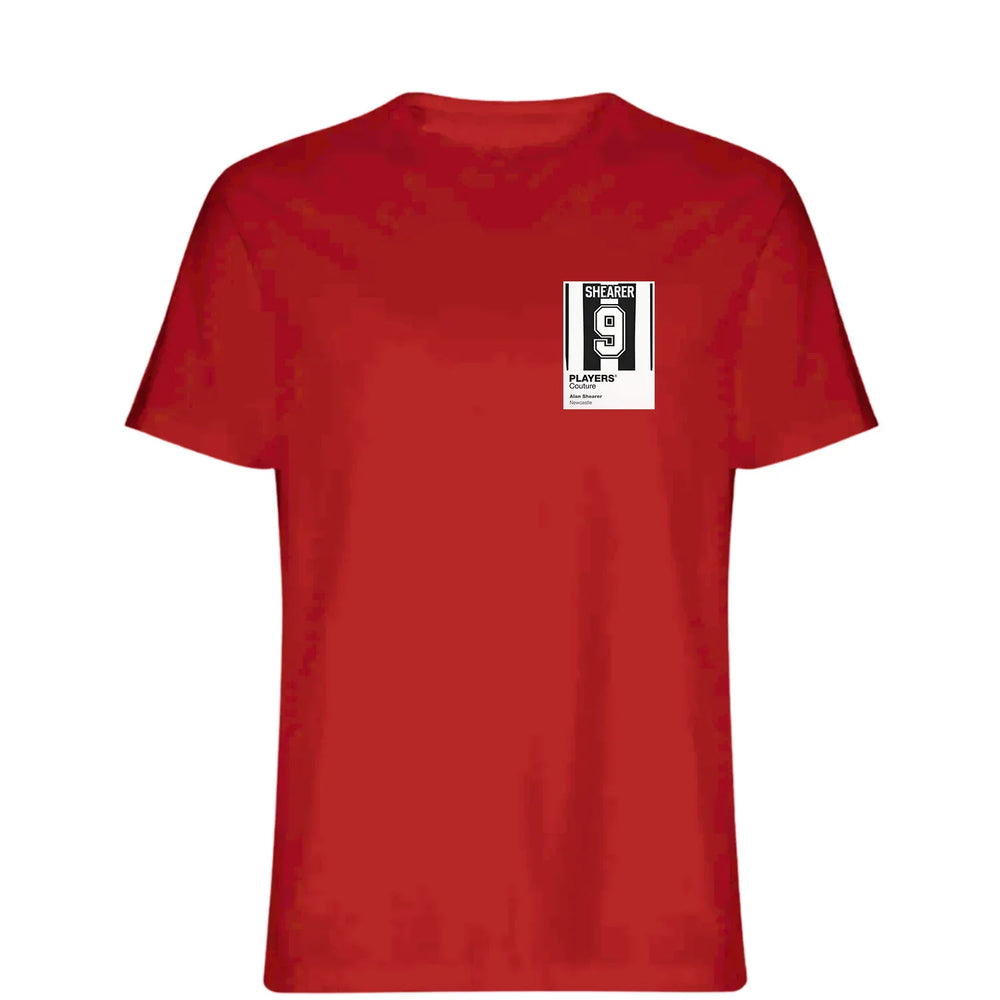 Alan Shearer 9 Football t-shirt – red men's t-shirt featuring the Alan Shearer 9 Football Players Couture logo