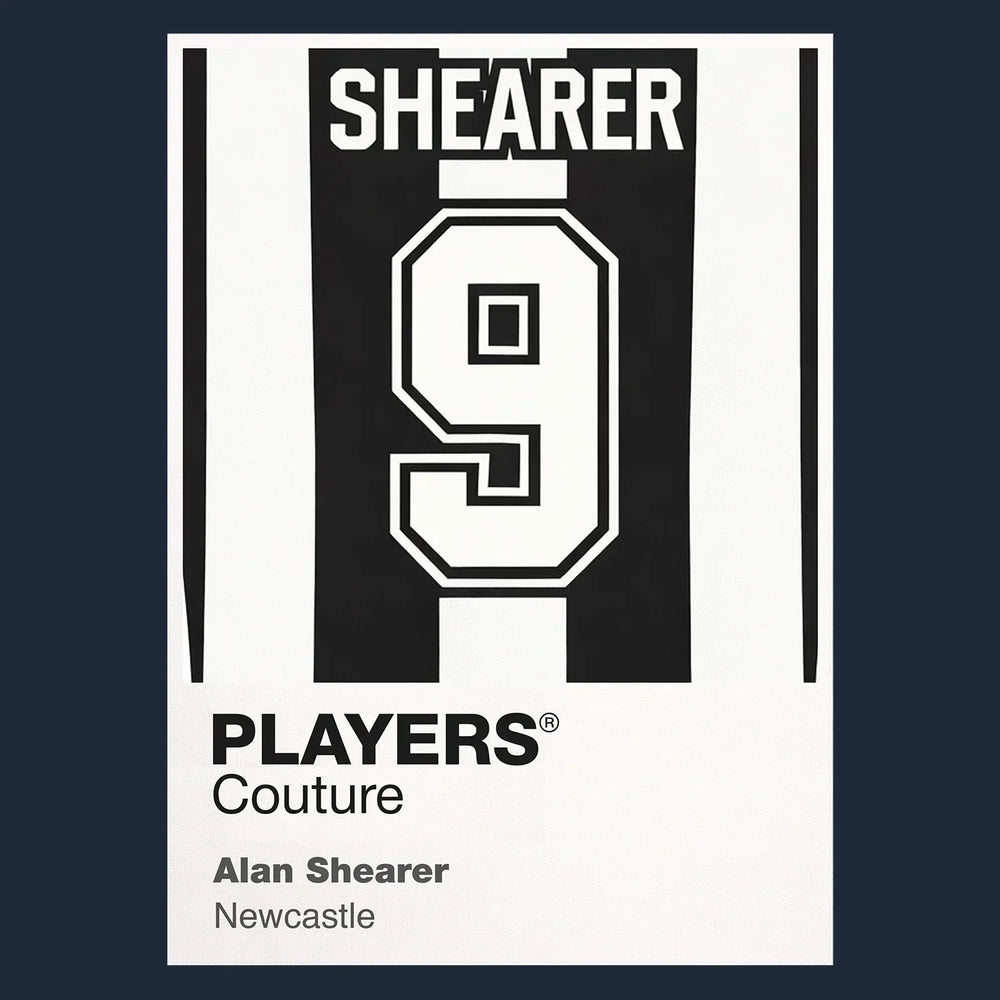 Alan Shearer 9 Football Shirt Frame Men's Hoodie – navy close-up detail shot of the Alan Shearer 9 Football Players Couture