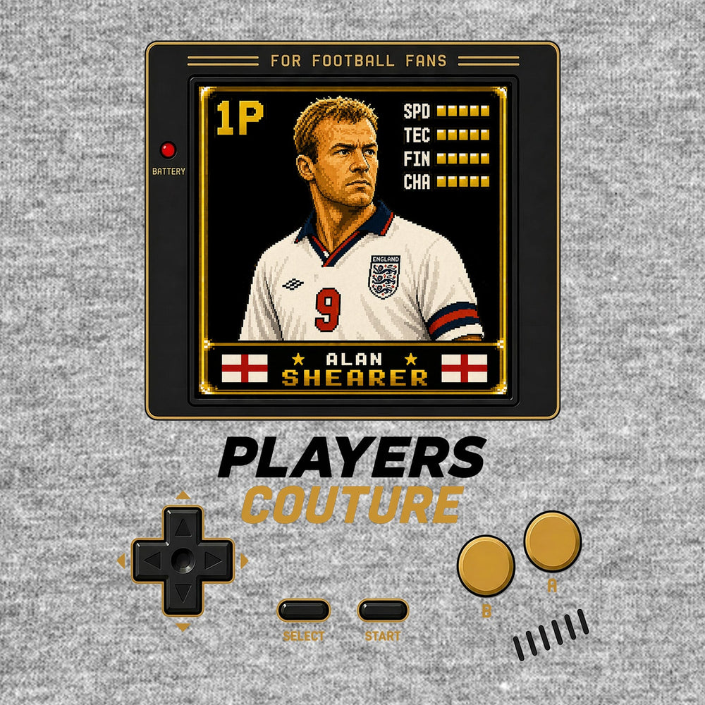 Alan Shearer 1P 8-Bit t-shirt retro gaming design by Players Couture