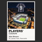 Alan Shearer Newcastle United black number 9 Icons in Lights Frame artwork in black