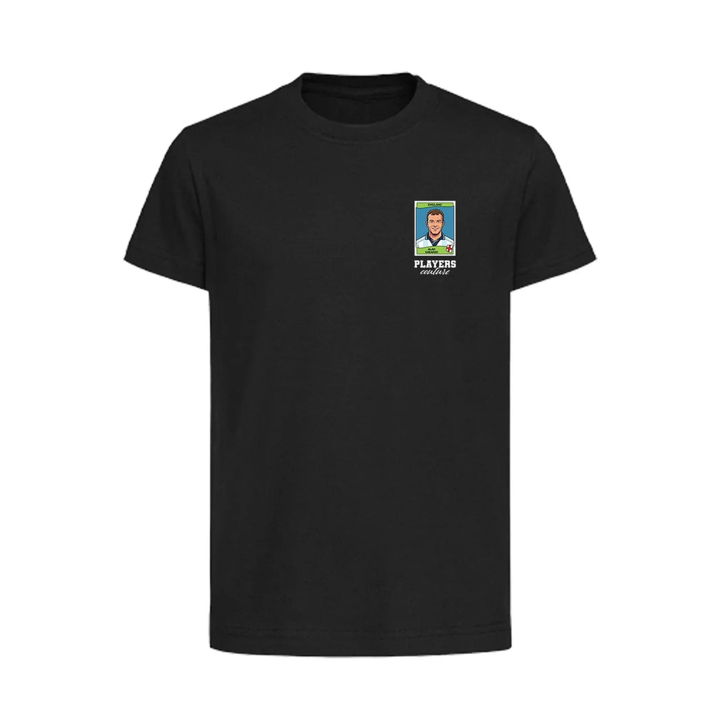 Alan Shearer World Cup Sticker Kids T-Shirt – alan shearer sticker kids black tshirt Players Couture design