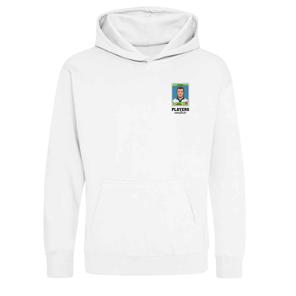 Alan Shearer World Cup Sticker Kids Hoodie – alan shearer sticker kids white hoodie Players Couture design