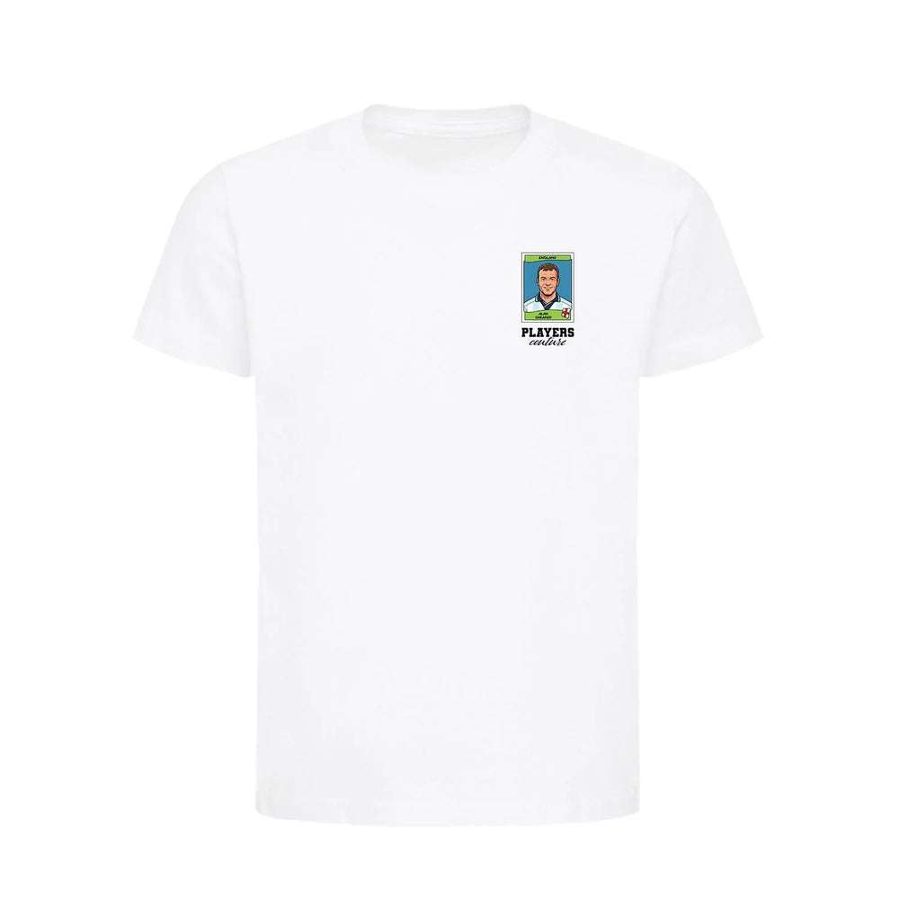 Alan Shearer World Cup Sticker Kids T-Shirt – alan shearer sticker kids white tshirt Players Couture design