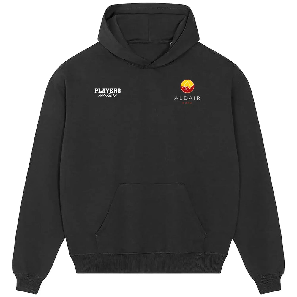 Aldair Logo Players Couture Men's Casual Hoodie - Black / S | Benfica, Brazil, Fashion Collection, Flamengo, Football, Hoodies, Men's, Roma, Volume 1